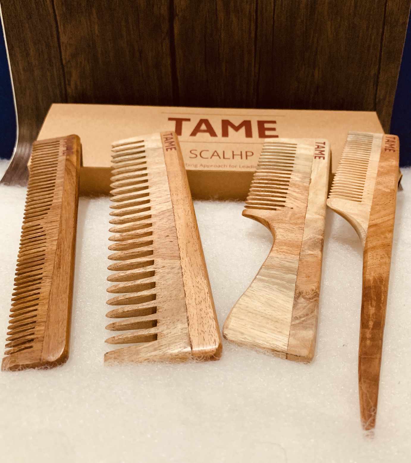Tame Long Pampering Comb handcrafted neem wooden comb made in Pune